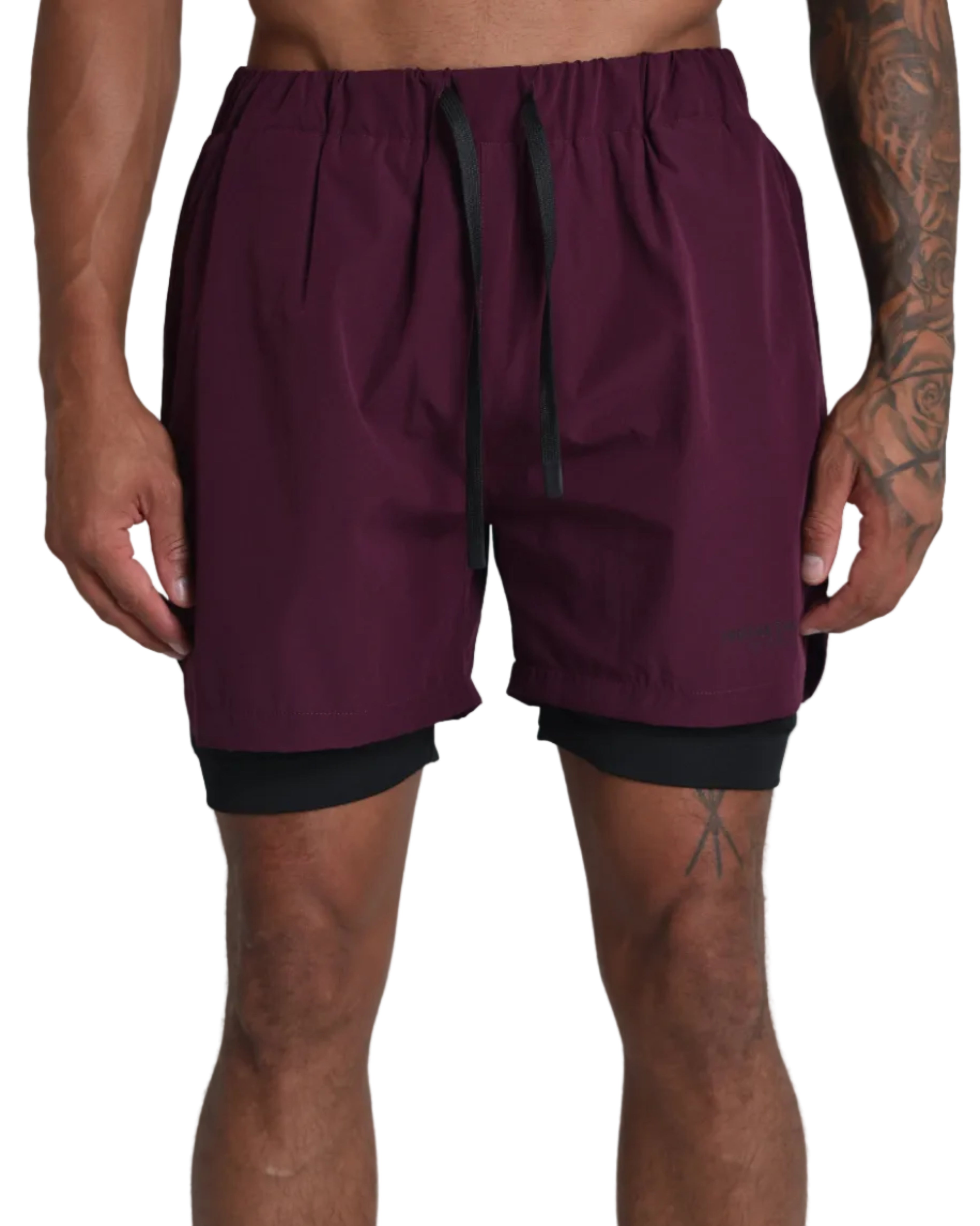 2-1 Impact Tech Shorts - Burgundy / Black