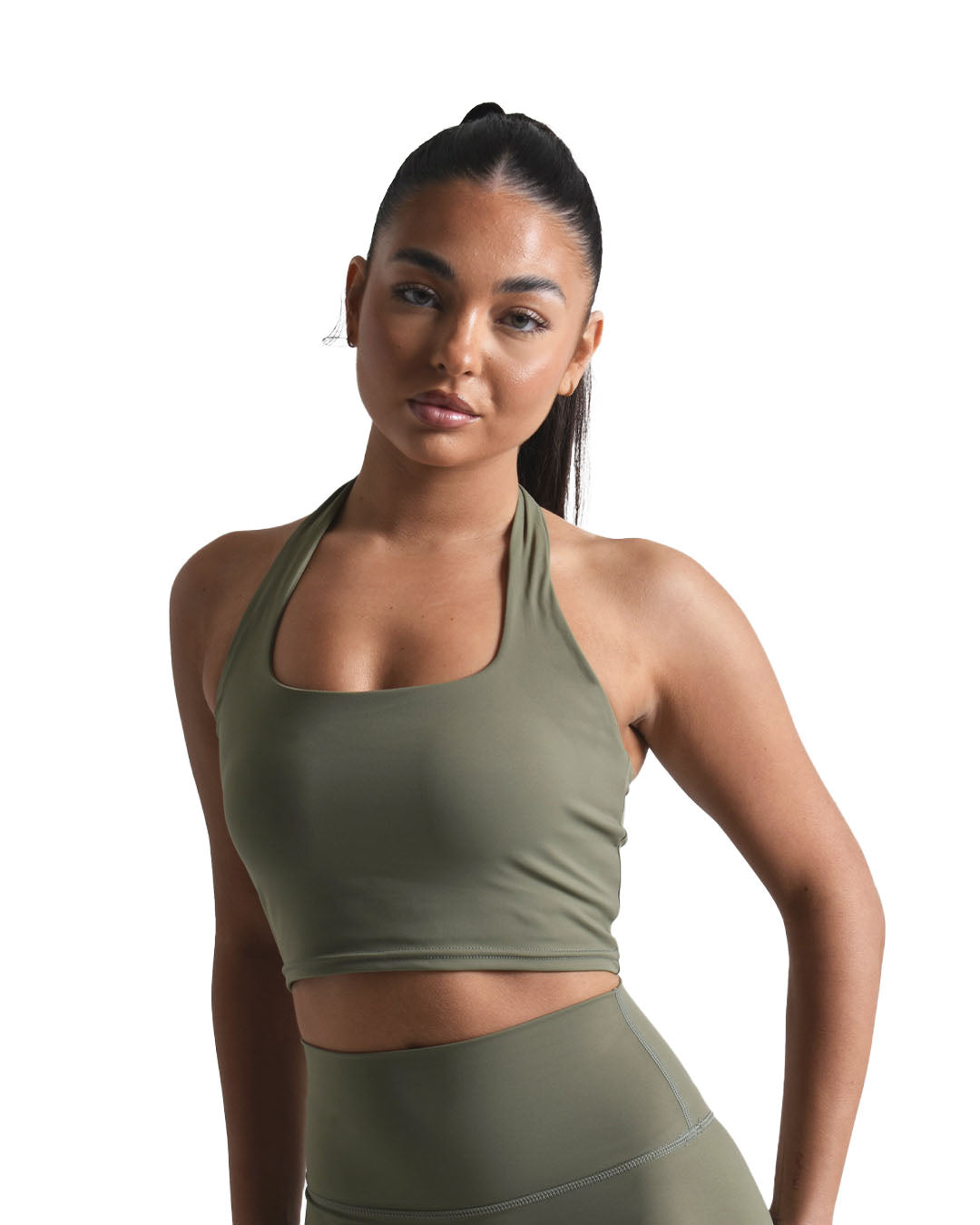 AeroFlex Halterneck Sports Bra - Sage