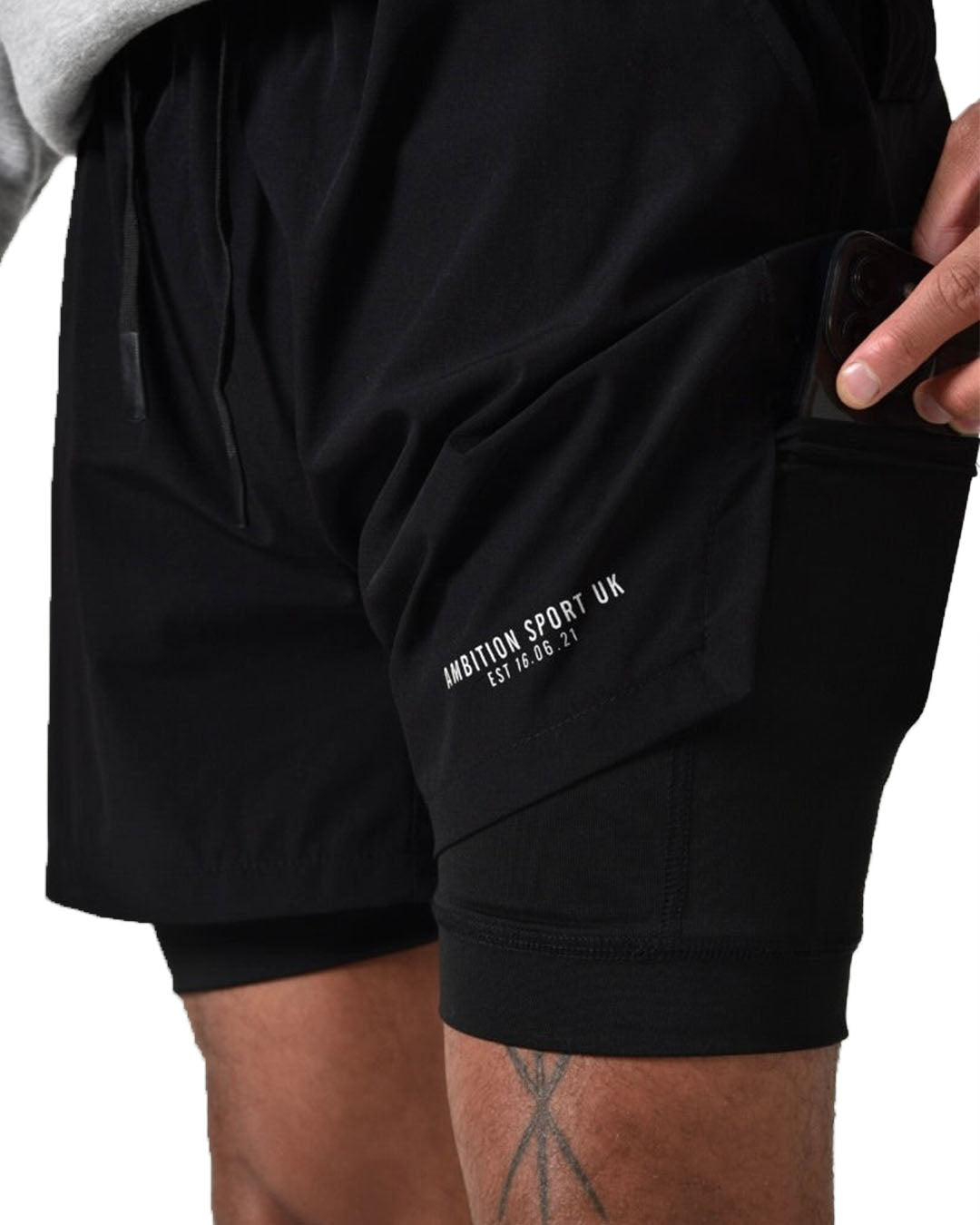 2-1 Impact Tech Shorts - Black / Black / White