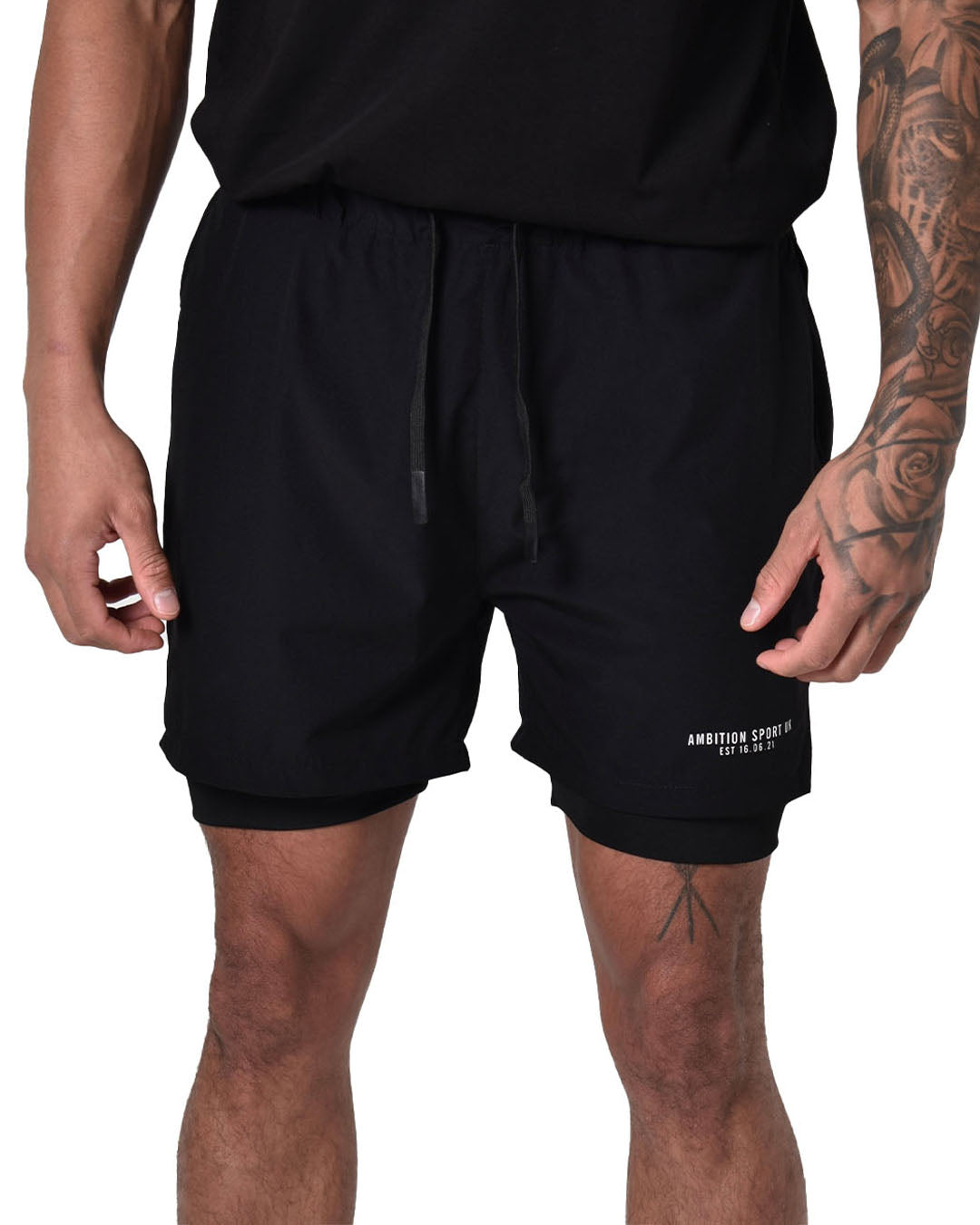 2-1 Impact Tech Shorts - Black / Black / White