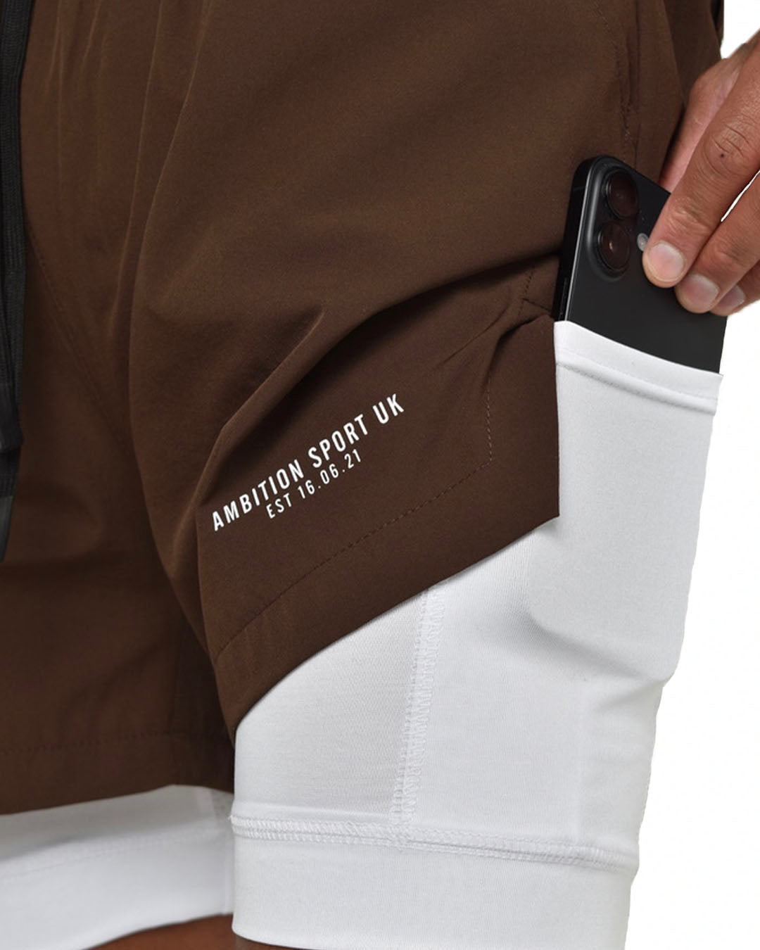 Impact Tech Shorts - Mocha / White / White