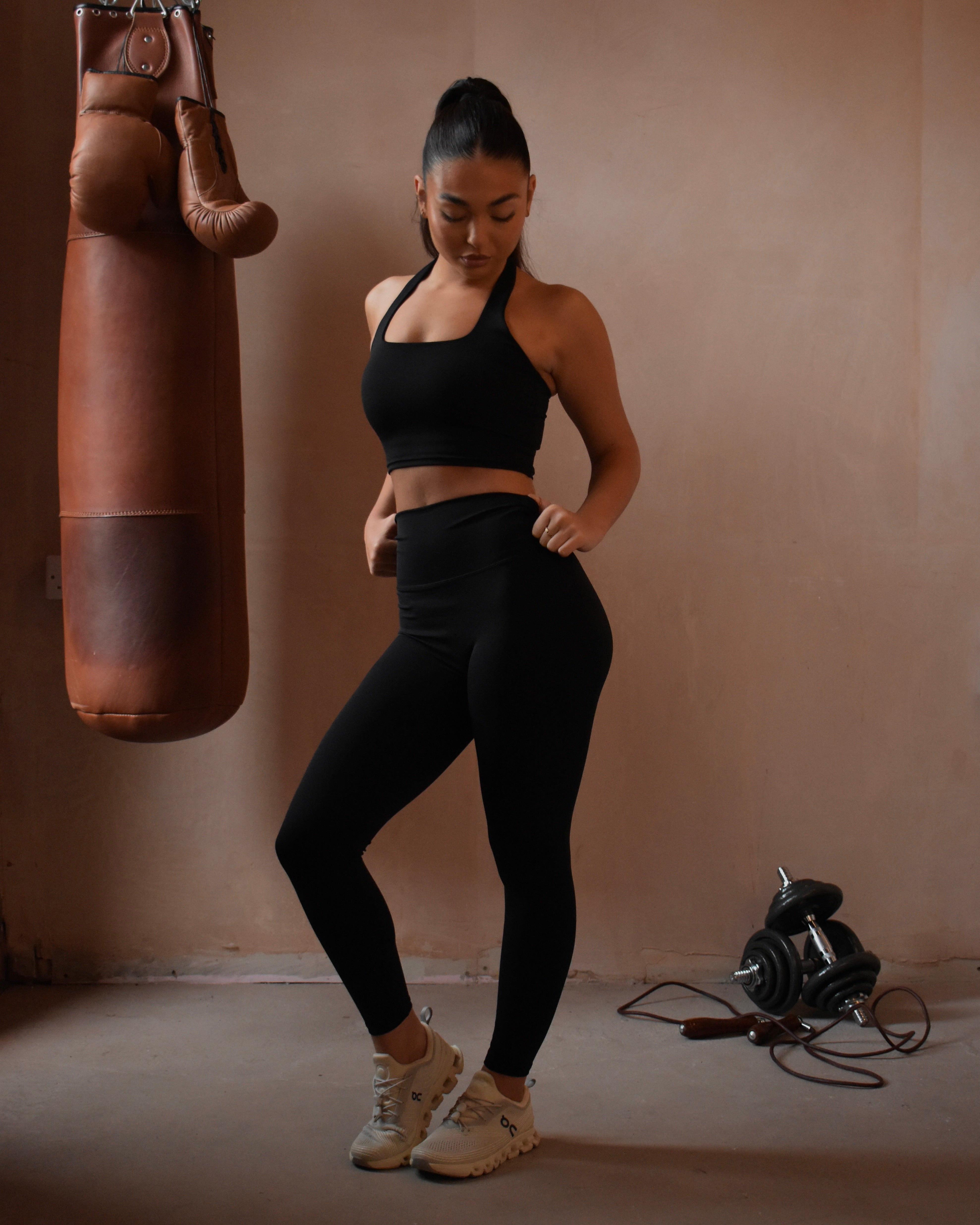 AeroFlex Halterneck Sports Bra - Black