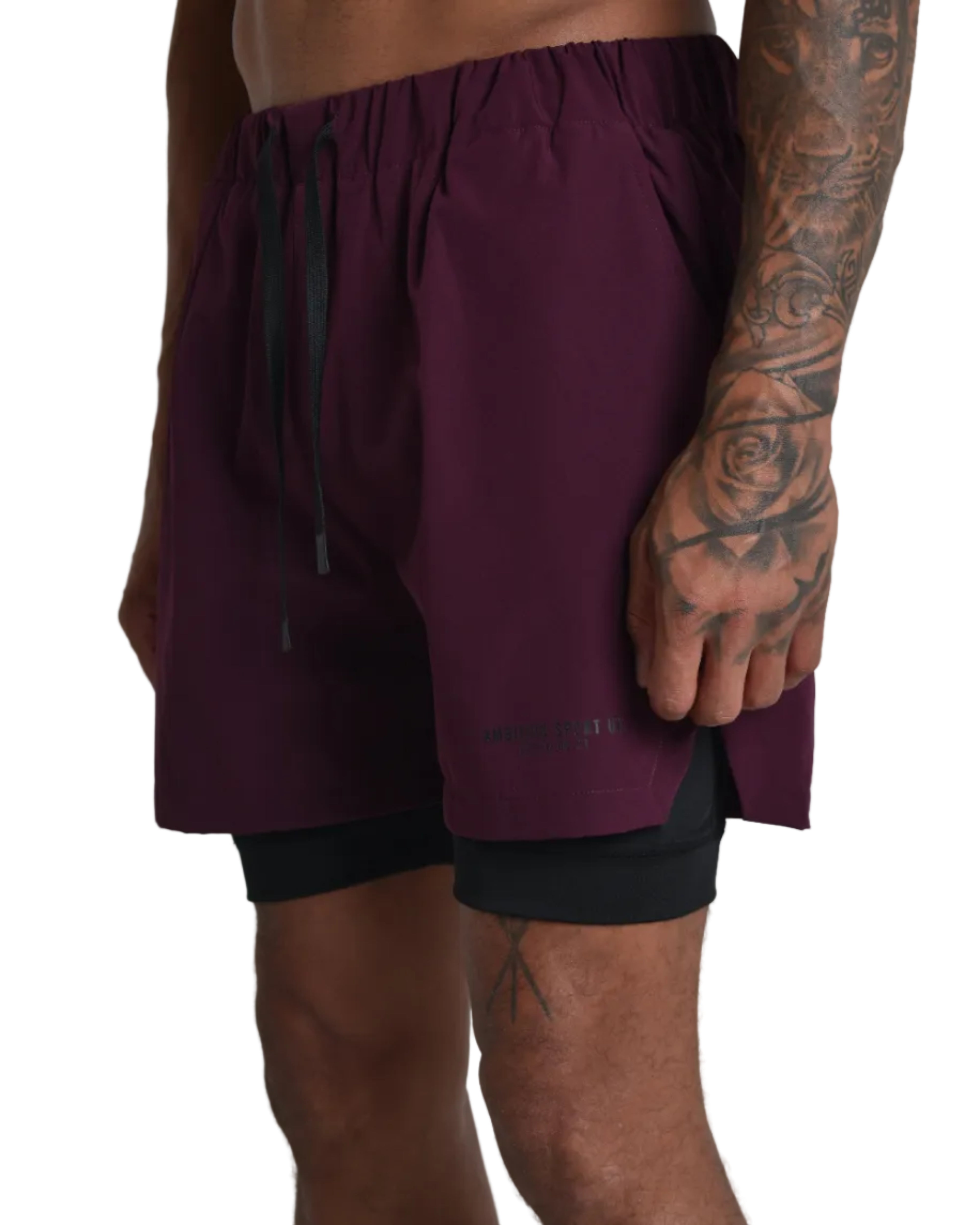 2-1 Impact Tech Shorts - Burgundy / Black