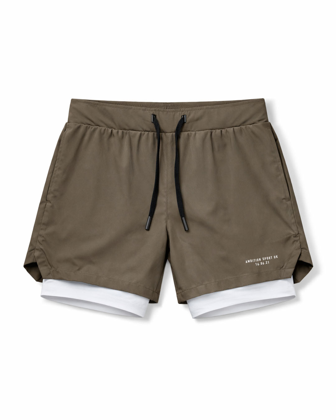 2-1 Impact Tech Shorts - Dark Khaki / White