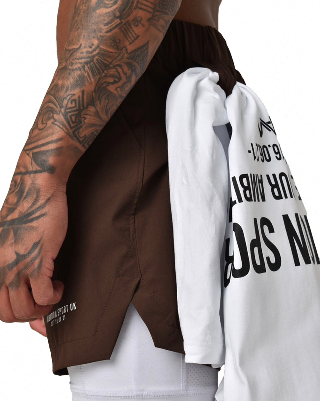 Impact Tech Shorts - Mocha / White / White