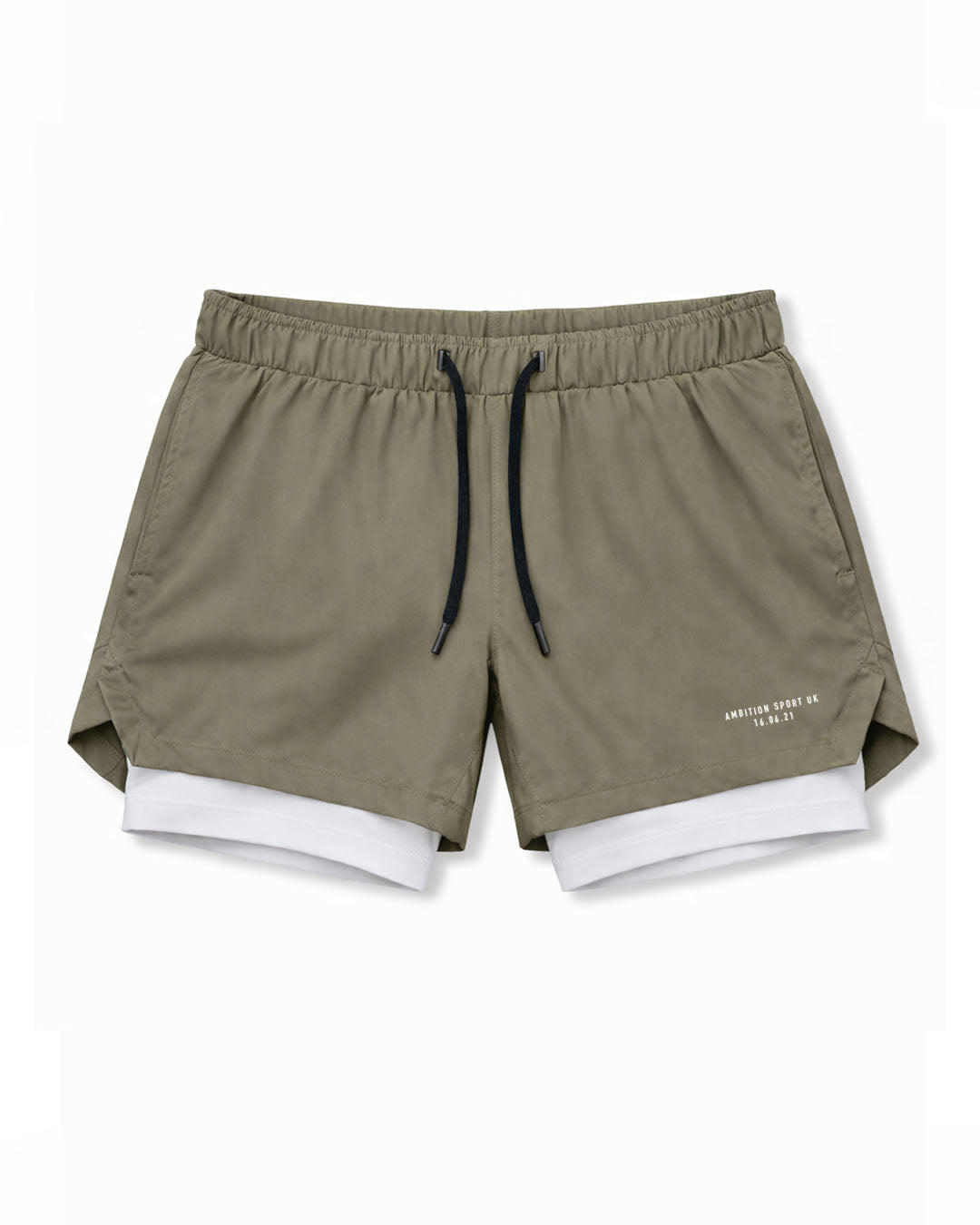 2-1 Impact Tech Shorts - Dark Khaki / White