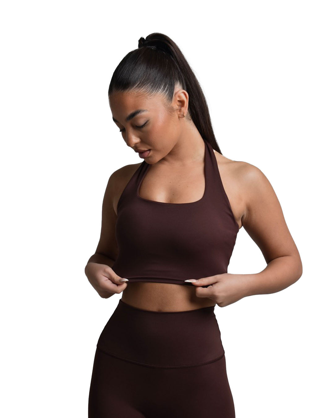 AeroFlex Halterneck Sports Bra - Rosewood