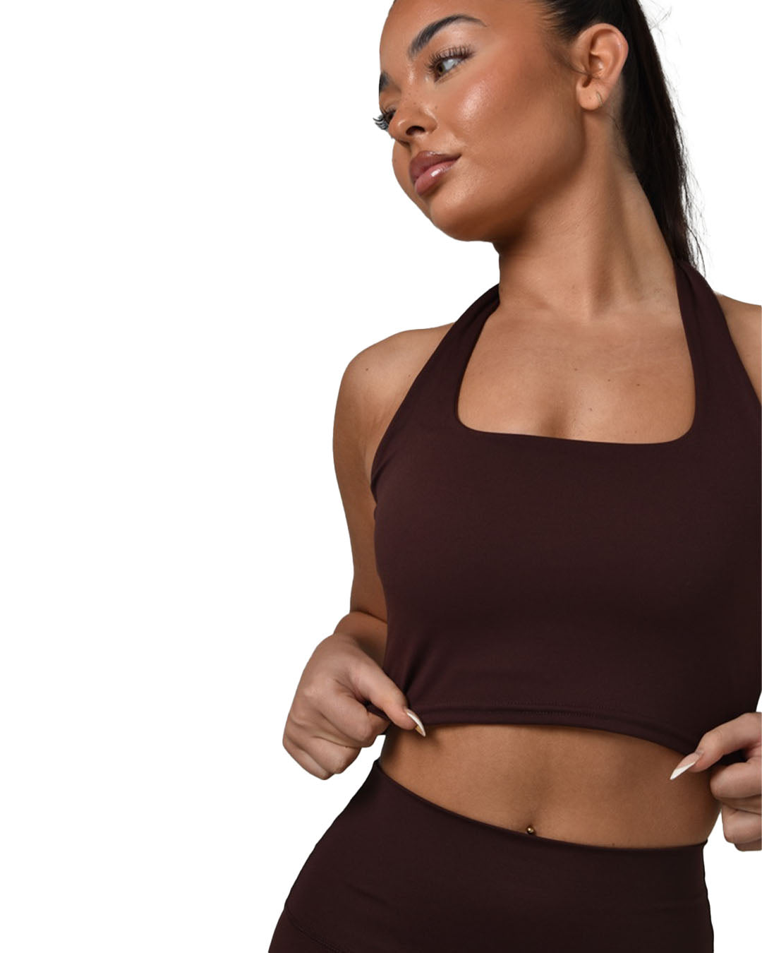AeroFlex Halterneck Sports Bra - Rosewood